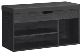 Banco sapateira com 3 compartimentos abertos 30 x 80 x 44 cm preto