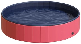 PawHut Piscina Grande Cães Ø160x30cm Banheira Portátil PVC Antiderrapante Resistente Vermelho | Aosom Portugal