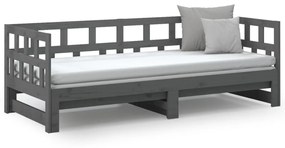 Estrutura sofá-cama de puxar 2x(80x200) cm pinho maciço cinza