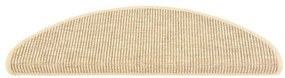 Tapetes escada adesivos aspeto sisal 15pcs 65x21x4 cm bege