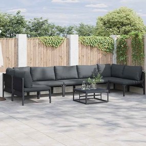 vidaXL Conjunto de Sofá de Jardim com almofada 8 pcs Preto Aço