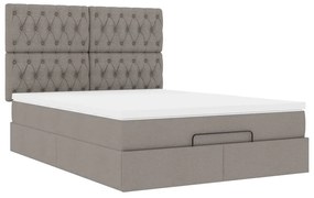 Estrutura de cama otomana com colchão tecido cinzento 140x200cm