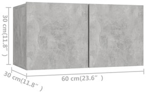 4 pcs conjunto de móveis de TV derivados madeira cinza cimento