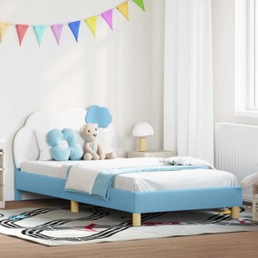 vidaXL Estrutura de Cama Infantil com Cabeceira Azul 90 x 200 cm PU