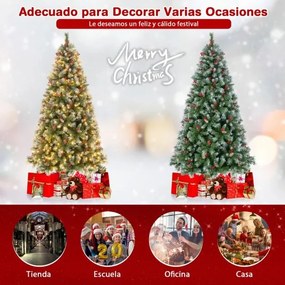 Árvore de Natal artificial com luzes LED brancas quentes 8 modos de iluminação Verde e Branco-195 cm