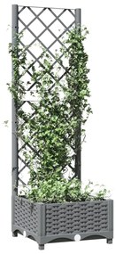 Vaso/floreira jardim c/ treliça 40x40x121,5 cm PP cinza-claro