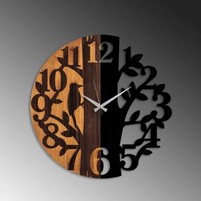 Relógio de Parede Decorativo Mas-071 – Nogueira e Preto – 56 cm