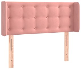 Cabeceira de cama c/ luzes LED veludo 103x16x78/88 cm rosa