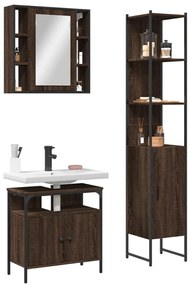 vidaXL 3 pcs conjunto móveis WC derivados de madeira carvalho castanho