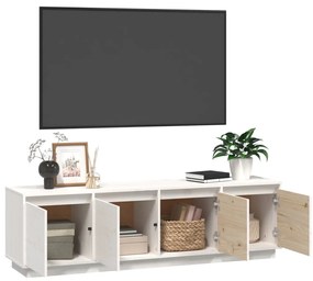 Móvel de TV 156x37x45 cm madeira de pinho maciça branco