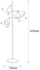 Candeeiro de Pé Yildo – Preto e Cobre – 163 cm