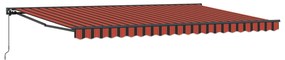 vidaXL Toldo Retrátil Laranja e Preto 500 × 300 cm Poliéster e Metal