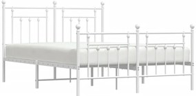 Estrutura de cama com cabeceira e pés 140x190 cm metal branco