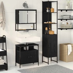 Conjunto de Móveis para Banheiro em Preto Carvalho