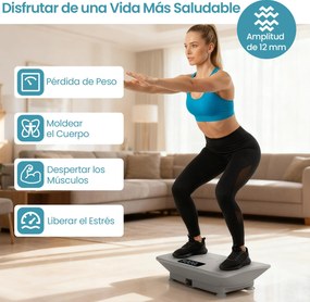 Plataforma vibratória com sensor de gravidade, 10 intensidades ajustáveis, comando à distância Bluetooth, máquina de treino para uso doméstico, cinzen