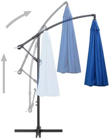 Guarda-sol suspenso 3 m mastro alumínio azul