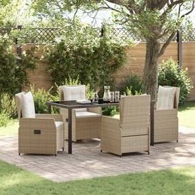 vidaXL Conjunto de Jantar de 5 Peças em Rattan Bege