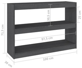 Estante/divisória 100x30x71,5 cm madeira de pinho cinzento