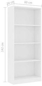 Estante com 4 prateleiras 60x24x142 cm contraplacado branco