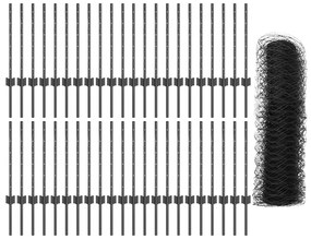 Postes de Cerca vidaXL 11 pcs U-Channel Cinza 60 cm Aço