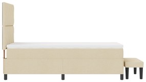 Cama Box Spring com Colchão e Banco Creme 90x200 cm Tecido