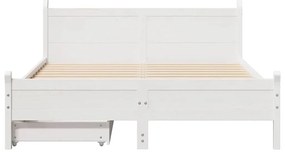 Cama sem colchão 140x200 cm madeira de pinho maciça branco