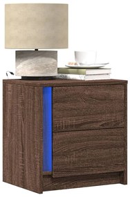 vidaXL Mesas cabeceira LEDs 2 pcs derivados madeira carvalho castanho