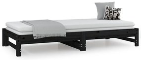 Sofá-cama de puxar 2x(90x200) cm pinho maciço preto