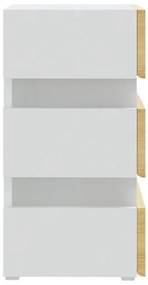 Mesa de cabeceira c/ LEDs derivados de madeira branco/sonoma
