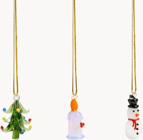 Ornamentos de Natal artesanais em vidro de borossilicato Merry, conjunto de 3