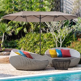 Outsunny Chapéu de Sol Duplo 4,6x2,5m Chapéu de Sol de Jardim com Manivela Manual Resistente à Água e com Proteção Solar UV para Terraço Pátio Café
