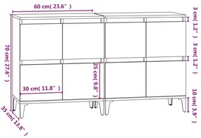 Aparadores 2 pcs 60x35x70 cm derivados de madeira cinza cimento