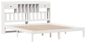 Cama com estante sem colchão 200x200 cm pinho maciço branco