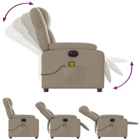 Poltrona massagens reclinável elétrica couro artif. cappuccino