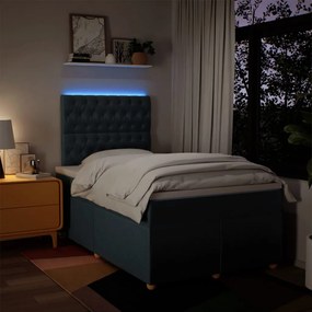 Cama boxspring com colchão 120x190 cm tecido azul