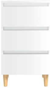 Mesa cabeceira c/ pernas madeira 40x35x69 cm branco brilhante