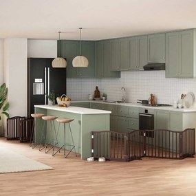 vidaXL Portão cães c/ porta dobrável 10 painéis 800 cm álamo castanho