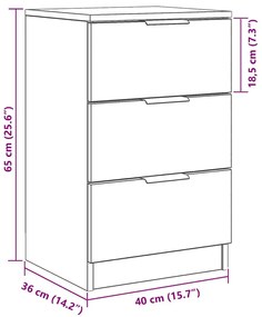 Criado-mudo de Carvalho Preto vidaXL - 40x65x65 cm