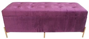 Banco de Pé-de-cama DKD Home Decor Violeta Poliéster MDF Castanho-avermelhado Glamour (115 x 40 x 45 cm)