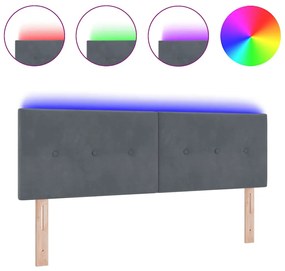 Cabeceira LED vidaXL Botão Almofadado Cinza Escuro 72 cm em Veludo
