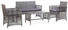 46437 vidaXL 4 pcs conjunto lounge de jardim c/ almofadões vime PE antracite
