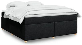 vidaXL Cama com molas/colchão 180x200 cm tecido preto