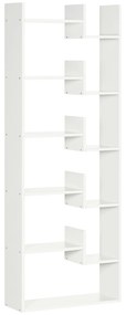 HOMCOM Estante para Livros de 6 Níveis Estante com 11 Compartimentos Abertos para Sala de Estar Escritório Estúdio Anti-Tombo Carga Máxima 100kg 61x21,6x162,6cm Branco