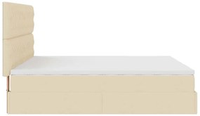 Estrutura de cama otomana com colchões tecido creme 200x200cm