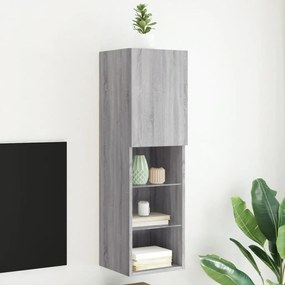 vidaXL Móvel de TV com luzes LED 30,5x30x102 cm cinzento sonoma