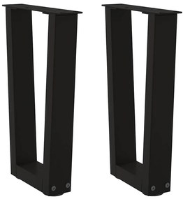 vidaXL Pés para mesa de centro em V, 2 peças, preto, 38x(42-43,3) cm, aço