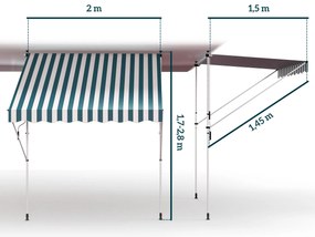 Toldo Manual Retrátil 200x150 cm com Manivela de Alumínio Ângulo Ajust