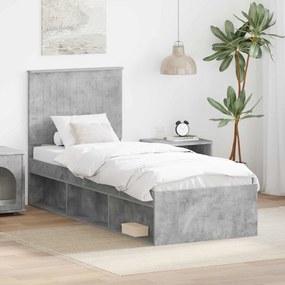 vidaXL Estrutura da Cama com cabeceira Cinza Concreto 75 x 190 cm