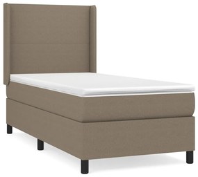 Cama com molas/colchão 100x200 cm tecido cinza-acastanhado
