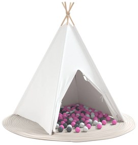 Tenda Teepee Infantil com Bolsa Peach &amp; Bolinhas de Brincar Skin Branc